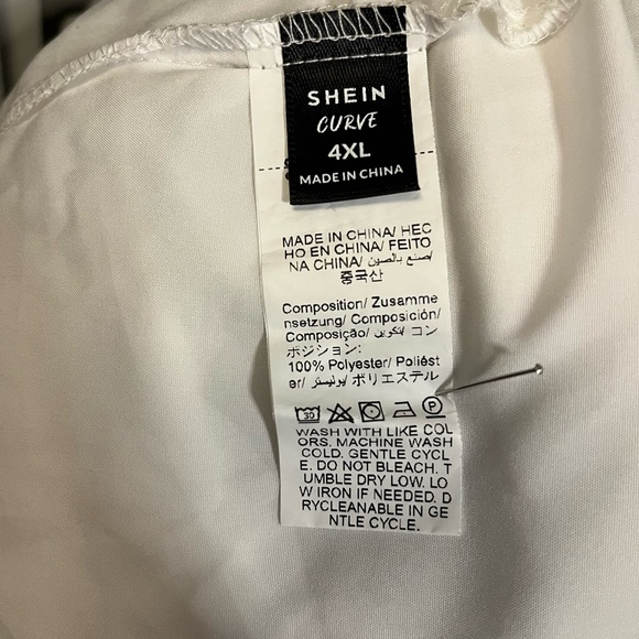 SHEIN COUTURE TRUE WHITE WITH COLLAR & ADJUSTABLE TIE LONG SLEEVES PLUS TOP - Picture 7 of 7